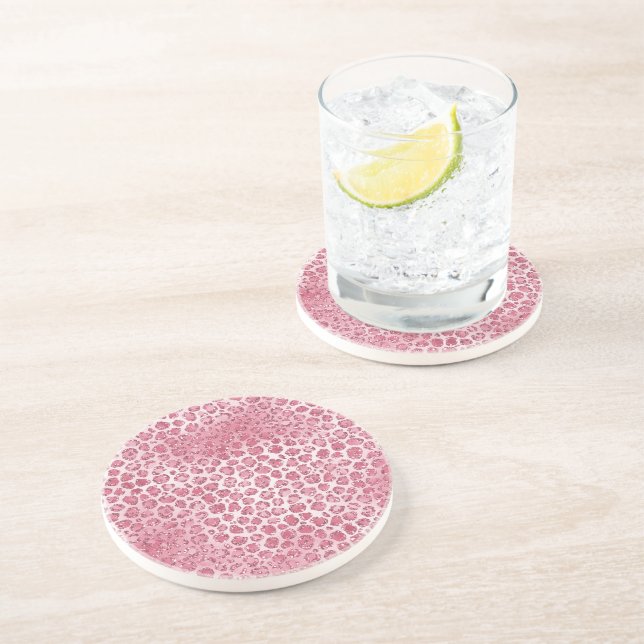Dessous De Verre En Grès Empreinte de léopard de Parties scintillant Fille  (Côté)