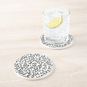 Dessous De Verre En Grès Empreinte de léopard noir et blanc