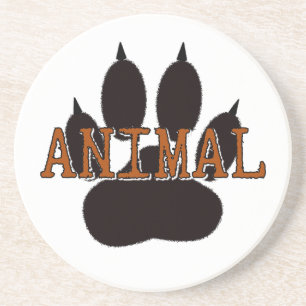 Dessous De Verre En Grès Empreinte de patte d'animal noir