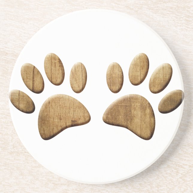 Dessous De Verre En Grès Empreinte de patte de chien de bois (Devant)