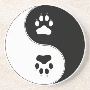 Dessous De Verre En Grès Empreinte de patte de Ying Yang