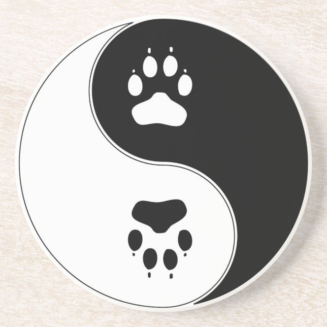 Dessous De Verre En Grès Empreinte de patte de Ying Yang (Devant)