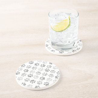 Dessous De Verre En Grès Empreintes de pattes de doodle gris