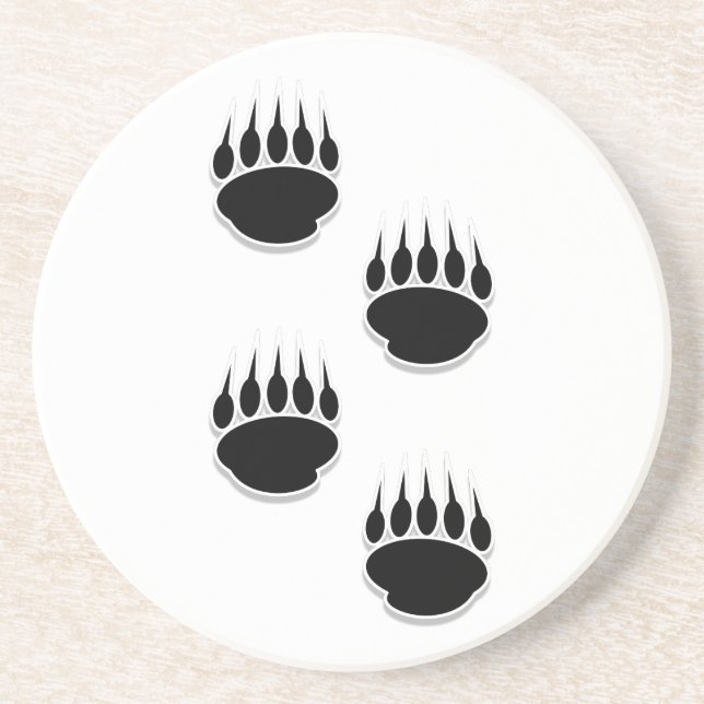 Dessous De Verre En Grès Empreintes de pattes de l'ours noir (Devant)