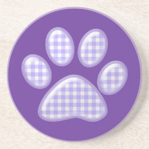 Dessous De Verre En Grès en vichy patte de chat - violet