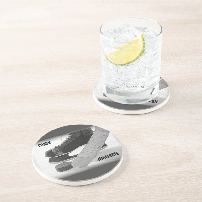 Dessous De Verre En Grès Entraîneur de hockey sur glace Merci (Côté)