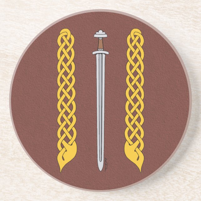 Dessous De Verre En Grès Épée viking et Plaitwork (Devant)