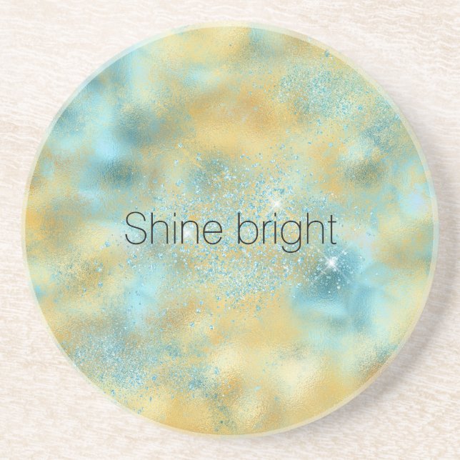 Dessous De Verre En Grès Éperche Aqua Gold Glitz (Devant)