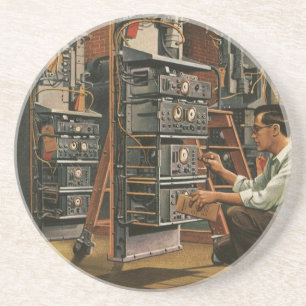 Dessous De Verre En Grès Équipement de fixation vintage de technicien radio