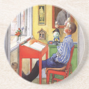 Dessous De Verre En Grès Esbjorn faisant ses devoirs par Carl Larsson