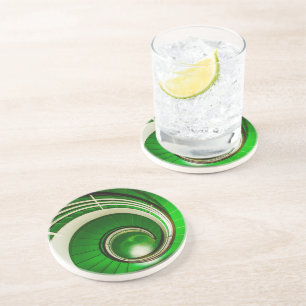 Dessous De Verre En Grès Escalier vert circulaire