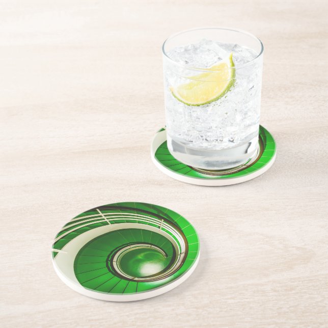 Dessous De Verre En Grès Escalier vert circulaire (Côté)