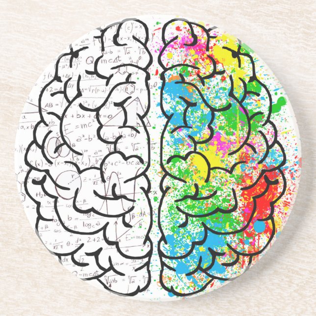 Dessous De Verre En Grès esprit cerveau psychologie idée coeurs (Devant)