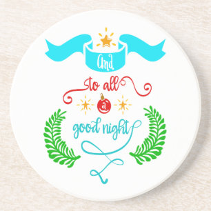 Dessous De Verre En Grès Et À Tous Bonne Nuit Noël, Typographie, ZSG