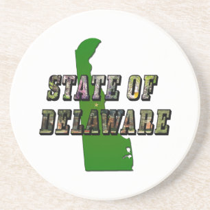 Dessous De Verre En Grès État du Delaware Image Texte et Plan Plan Plan