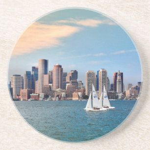 Dessous De Verre En Grès États-Unis, Massachusetts. Skyline du front de mer