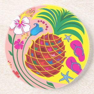 Dessous De Verre En Grès Été Tropical à l'Ananas