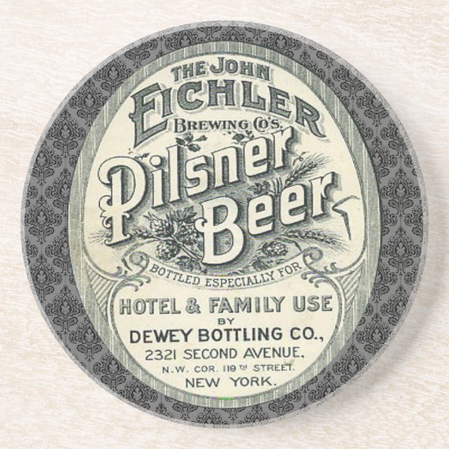 Dessous De Verre En Grès Étiquette vintage d'annonce de bière de Pilsner (Devant)
