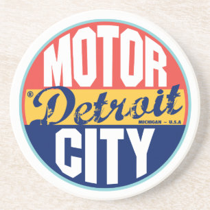 Dessous De Verre En Grès Étiquette vintage de Detroit