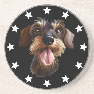 Dessous De Verre En Grès Étoiles Dachshund à poils durs