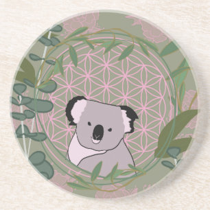 Dessous De Verre En Grès Eucalyptus Koala Fleur de Vie