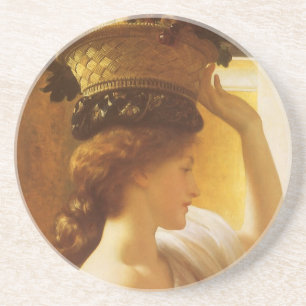 Dessous De Verre En Grès Eucharis - Jeune fille avec une corbeille de fruit