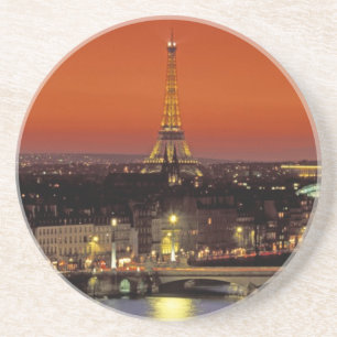 Dessous De Verre En Grès Europe, France, Paris. Vue coucher de soleil sur E