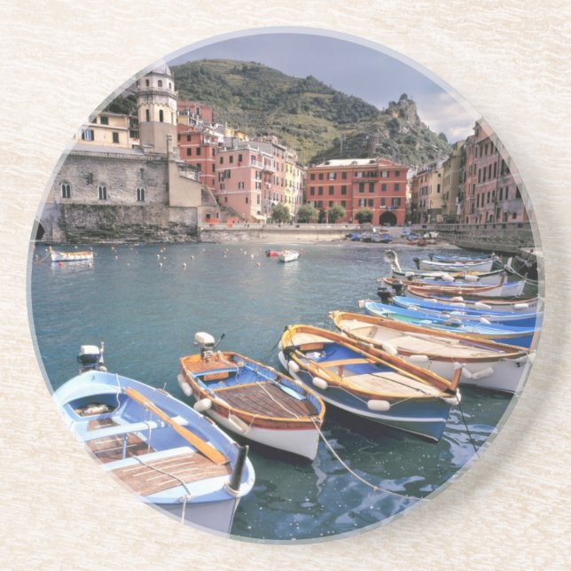 Dessous De Verre En Grès Europe, Italie, Vernazza. Bateaux aux peintures vi (Devant)
