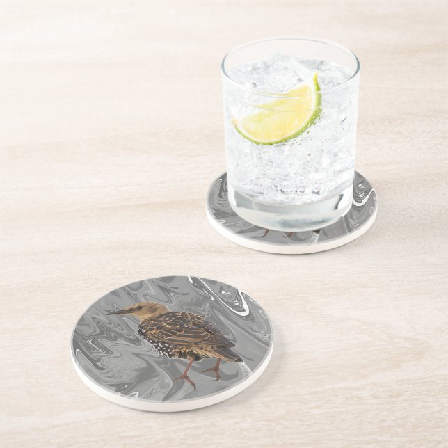 Dessous De Verre En Grès European Starling Bird Coaster (Côté)