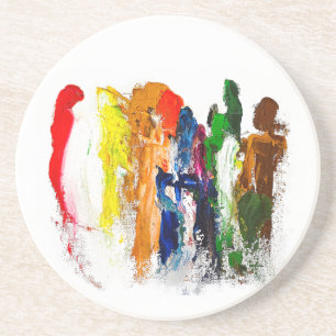 Dessous De Verre En Grès Expression Abstraite des figures humaines en mouve
