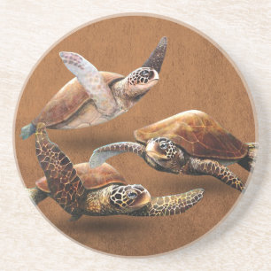 Dessous De Verre En Grès Extinction d'animaux de tortues marines Sauvez les