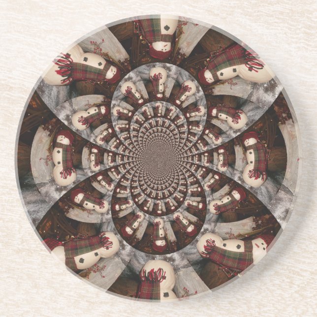 Dessous De Verre En Grès Extraordinaire Snowman (Devant)