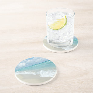 Dessous De Verre En Grès Extreme Relaxation Plage Vue Sable blanc