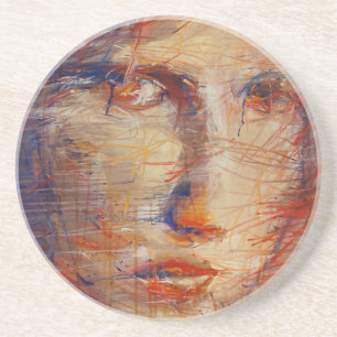 Dessous De Verre En Grès Face Abstraite