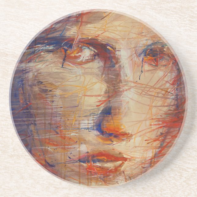Dessous De Verre En Grès Face Abstraite (Devant)