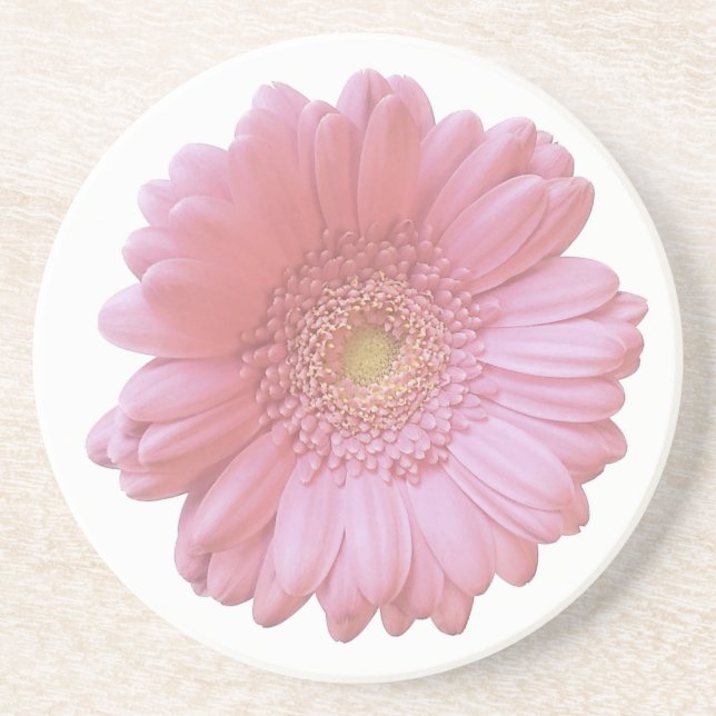 Dessous De Verre En Grès Faisée de gerbera rose pâle (Devant)