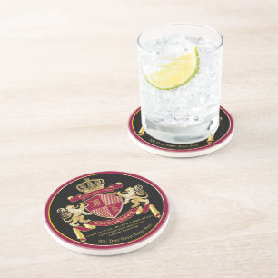 Dessous De Verre En Grès Faites votre propre blouse d'armoiries Rouge or Li