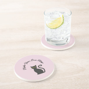 Dessous De Verre En Grès Faites votre propre chat noir mignon magique