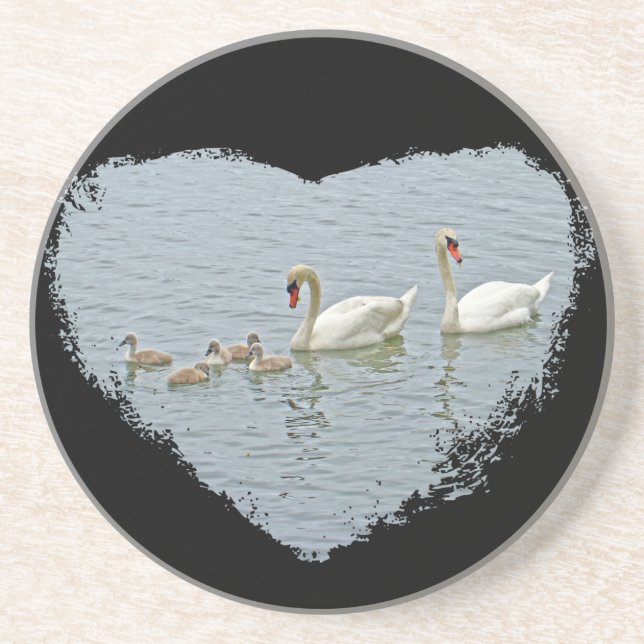 Dessous De Verre En Grès Famille Mute Swan (Devant)