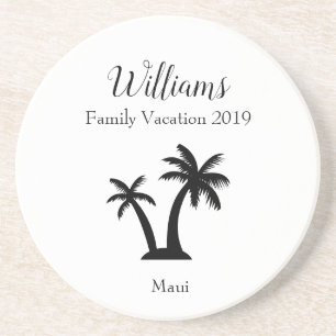 Dessous De Verre En Grès Famille Tropical Vacances Palm Tree Keepsaké