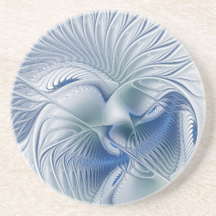 Dessous De Verre En Grès Fantaisie dynamique Tons bleus abstraits Art fract
