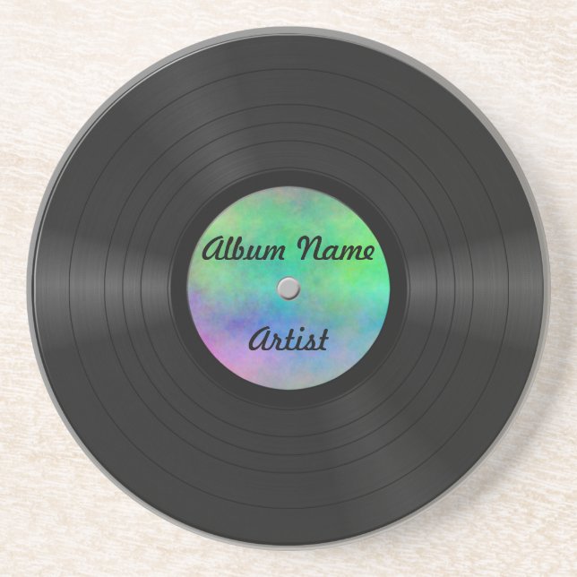 Dessous De Verre En Grès Faux disque vinyle fait sur commande (Devant)