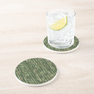 Dessous De Verre En Grès Faux fils tissés verts