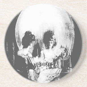 Dessous De Verre En Grès Femme avec Halloween Réflexion crâne en miroir