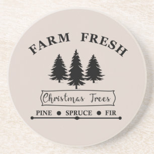 Dessous De Verre En Grès Ferme des arbres de Noël frais