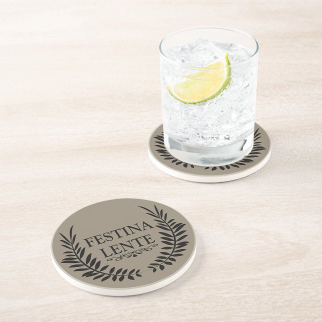 Dessous De Verre En Grès festina lente, phrase latine (Côté)