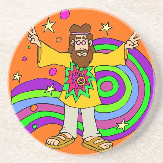 Dessous De Verre En Grès "fête des pères " "de cadeaux hippies" (Devant)