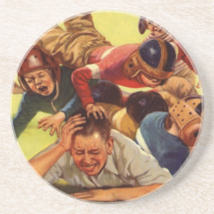 Dessous De Verre En Grès Fête des Pères vintage, enfants de football et chi