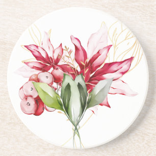 Dessous De Verre En Grès Fête d'hiver poinsettia aquarelle fleurs