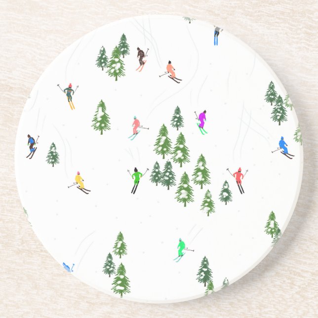 Dessous De Verre En Grès Fête d'Illustration de ski alpin Freeride (Devant)